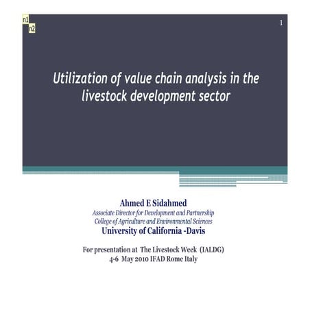 Utilization of Value Chain Analysis in the Livestock Development Sector