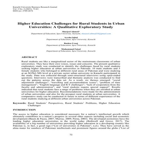 Challenges of Rural Students in Urban Universities | PDF