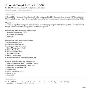 SAP HCM Consultant - Ahmed Gamal El...