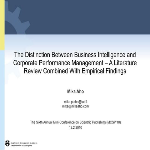 The Distinction Between Business Intelligence (BI) and Corporate Performance ...