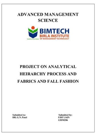 Analytic hierarchy process (AHP)