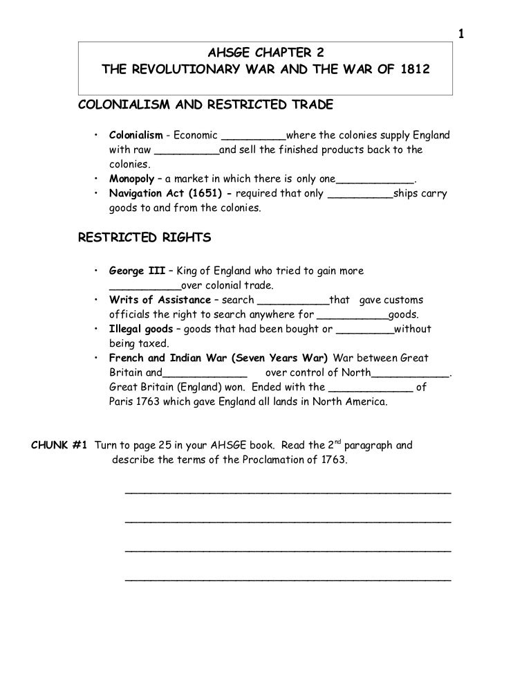 AHSGE Social Studies chapter 2 Student Notes