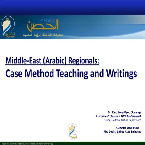 Case Method Introduction for Arabic Regionals