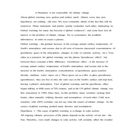                      A humanity is not responsible for climate change