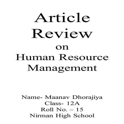 Article review on Human Resource Management | DOCX | Human Resources ...