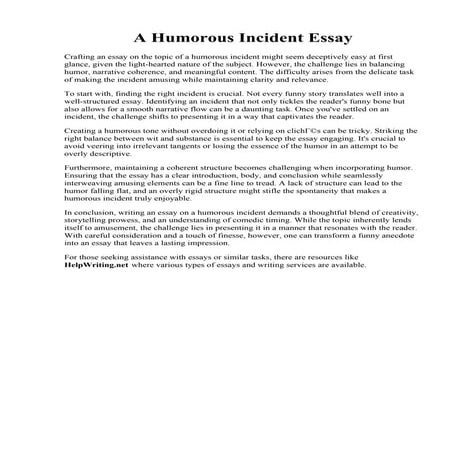 A Humorous Incident Essay. A Terrible Accident Essay Example 400 Words - PHDe...