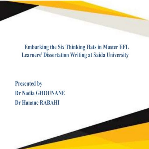 Embarking The Six Thinking Hats in EFL Students’ Dissertation Writing at Said...