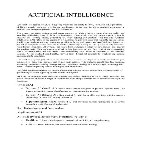 what is artificial intelligence,types how it works