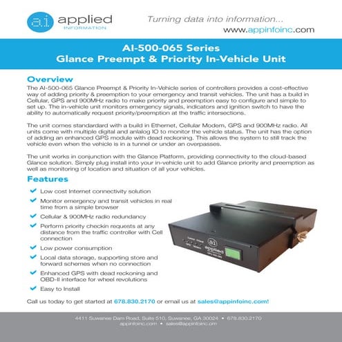Ai 500-065 Preemption & Priority vehicle monitoring unit