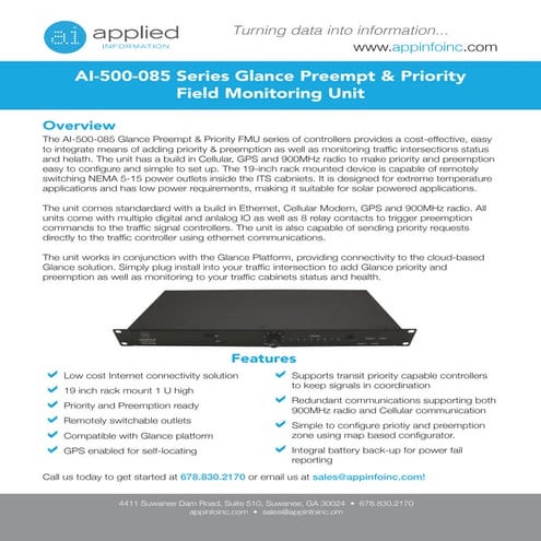 Ai 500-085 Preemption & Priority intersection controller