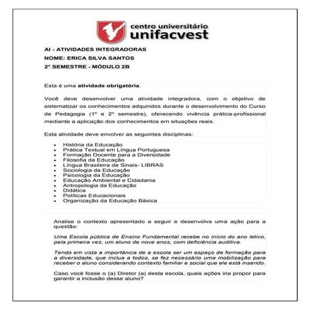 AI - ATIVIDADES INTEGRADORAS -Criar projetos