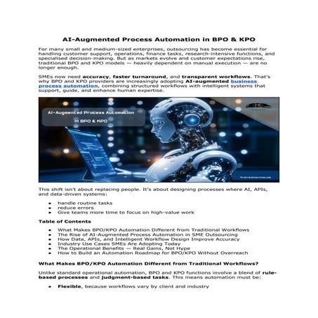 AI-Augmented Process Automation in BPO & KPO for SMEs | DOCX