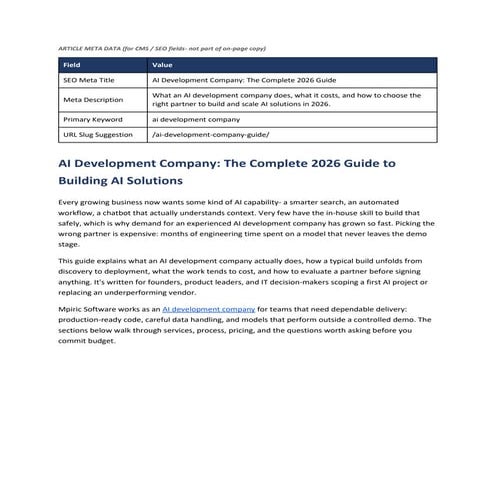 AI Development Company: The Complete 2026 Guide to Building AI ...