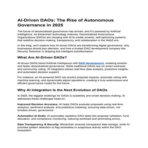 AI-Driven DAOs The Rise of Autonomous Governance in 2025.pdf