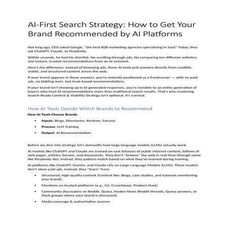 AI-First Search Strategy How to Get Your Brand Recommended by AI Platforms