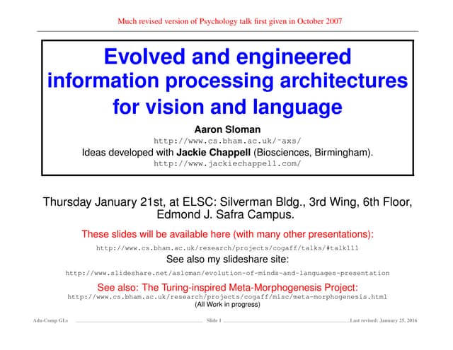 Evolution of language and vision