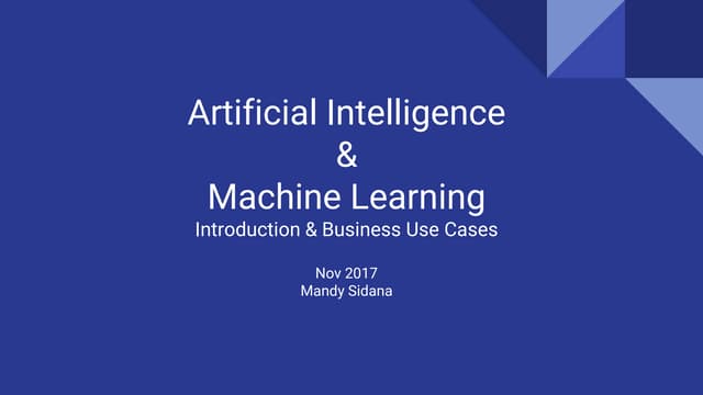 Introduction to AI & ML