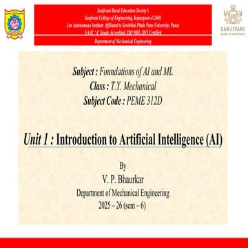 Role of Artificial Intelligence(AI) in Mechanical Engineering | PPTX