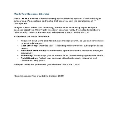 ITaaS: Your Business, Liberated with AI-NOC