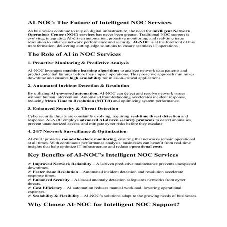 AI-NOC The Future of Intelligent NOC Services | DOCX