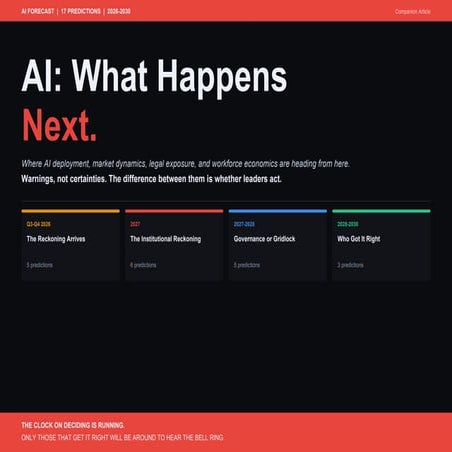 AI Forecast Timeline 2026-2030: Market, Legal, and Workforce ...