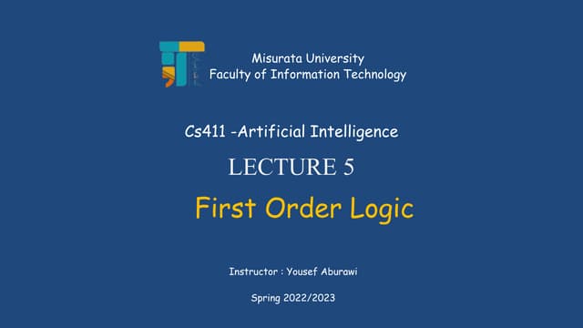 AI_05_First Order Logic.pptx