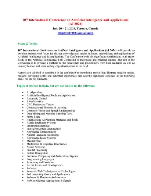 10th International Conference on Artificial Intelligence and ...