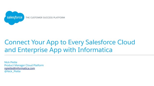 Connect Your App to Every Salesforce Cloud and Enterprise App with Informatica