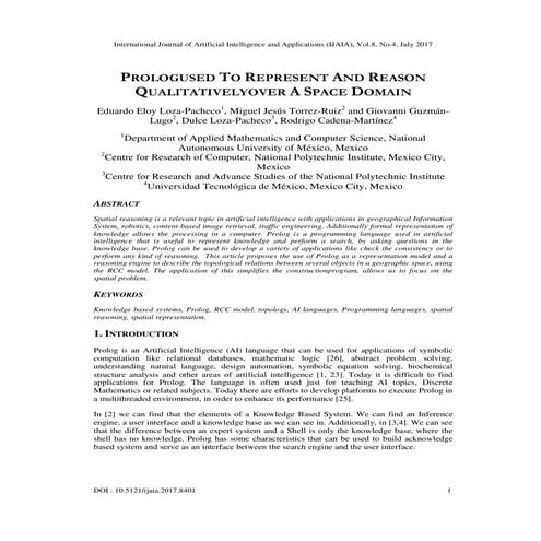 PROLOGUSED TO REPRESENT AND REASON QUALITATIVELYOVER A SPACE DOMAIN