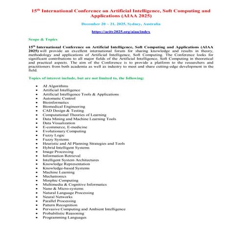 15th International Conference on Artificial Intelligence, Soft Computing and ...