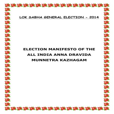 AIADMK Election Manifesto for 2014 Lok Sabha Polls PDF