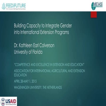 Building Capacity to Integrate Gender into International Extension Programs 