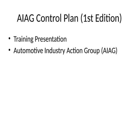 Comprehensive Training on AIAG Control Plan for Automotive Quality ...