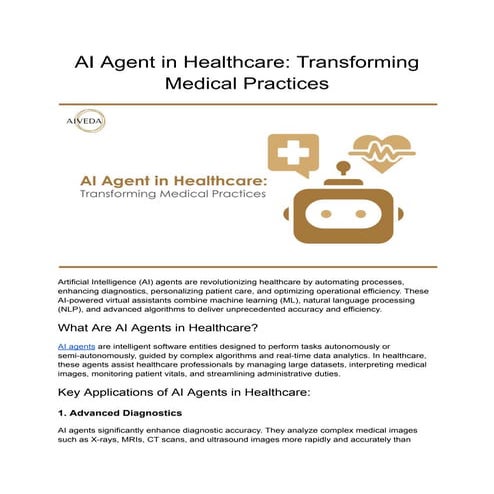 AI Agent in Healthcare_ Revolutionizing Patient Care and Operational Efficien...