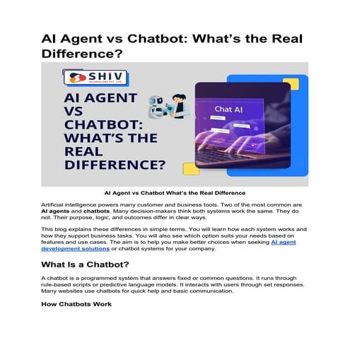 From Chatbot to AI Agent: A Practical Comparison