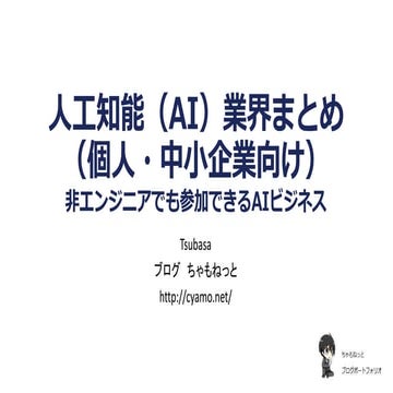人工知能勉強会人工知能（AI）業界まとめ（個人中小企業向け）非エンジニアでも参加できるAIビジネス　tsubasa