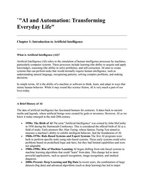 AI and Automation: Transforming Everyday Life