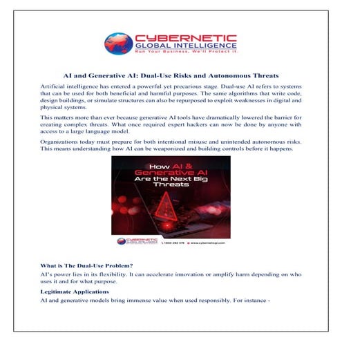 AI and Generative AI: Dual-Use Risks and Autonomous Threats.pdf