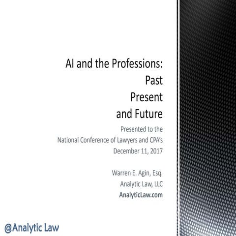 AI and the Professions: Past, Present and Future