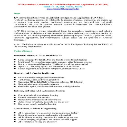 13th International Conference on Artificial Intelligence and ...