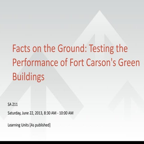 AIA 2013: Facts on the Ground: Testing the Performance of Ft. Carson's Green ...