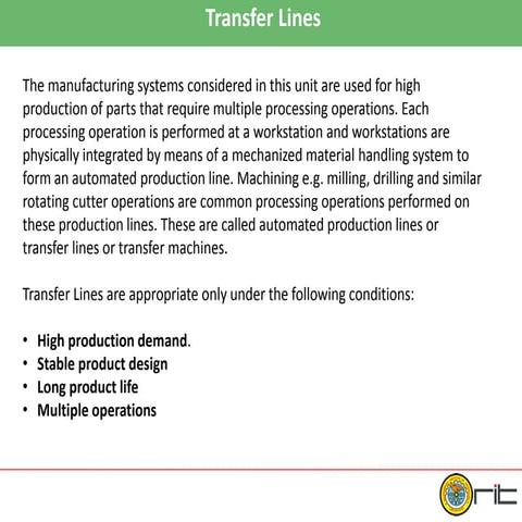 Aiar. unit ii. transfer lines