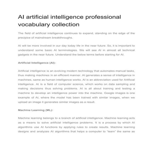 Ai artificial intelligence professional vocabulary collection - NuAIg