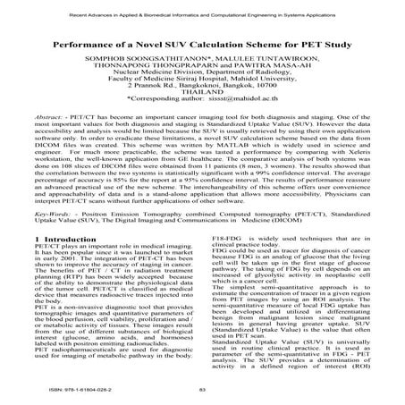 Performance of a Novel SUV Calculation Scheme for PET Study