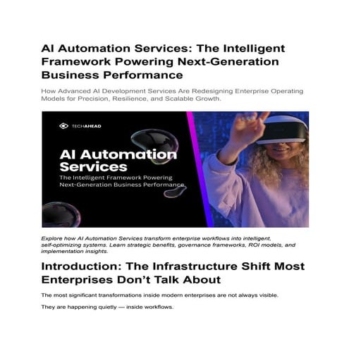 AI Automation Services_ The Intelligent Framework Powering Next ...
