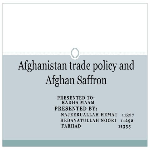 Afghanistan trade policies and saffron industry 