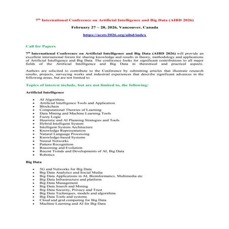 7th International Conference on Artificial Intelligence and Big Data ...