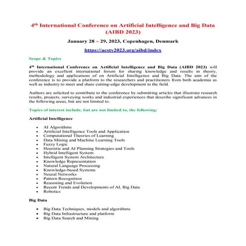 7th International Conference on Artificial Intelligence and Big Data ...