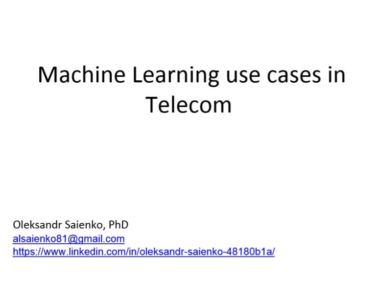 telecom machine learning use cases