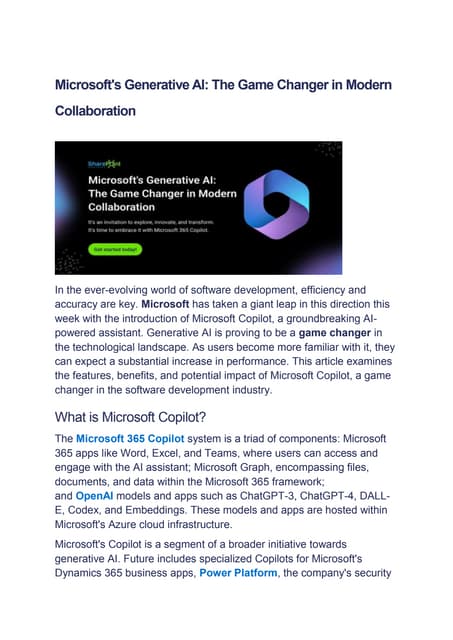 Microsoft's Generative AI: The Game Changer in Modern Collaboration